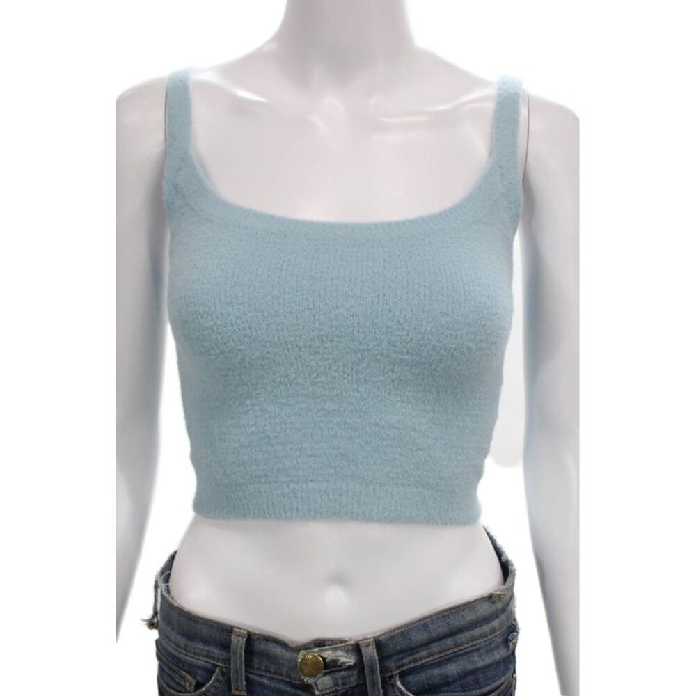 Wilfred Free Women Basic Tank Scoop Neck Sleeveless Blue Nylon Size XS